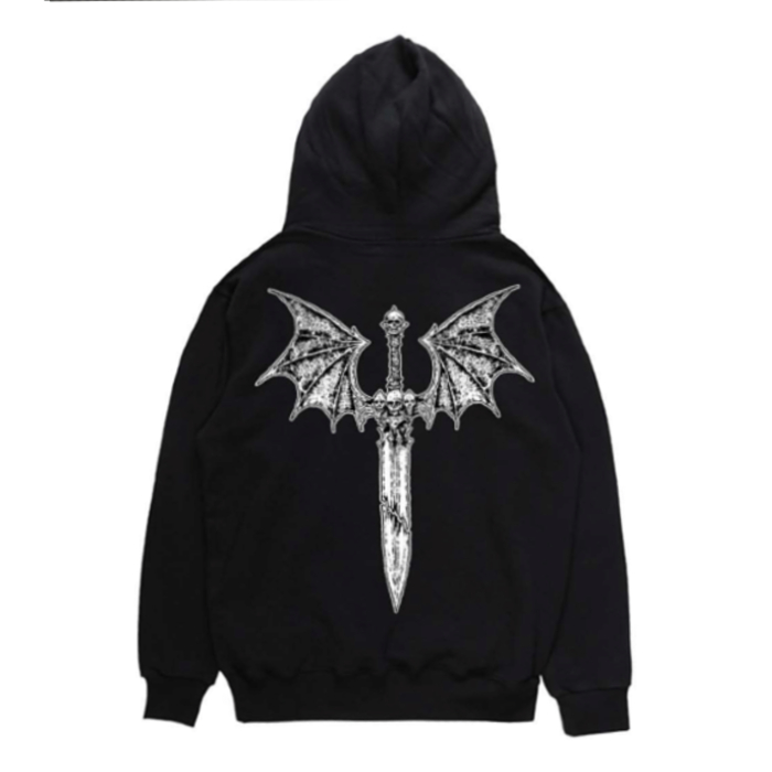 DUNGEON - Night Wing - Zip Hooded Sweatshirt - Black
