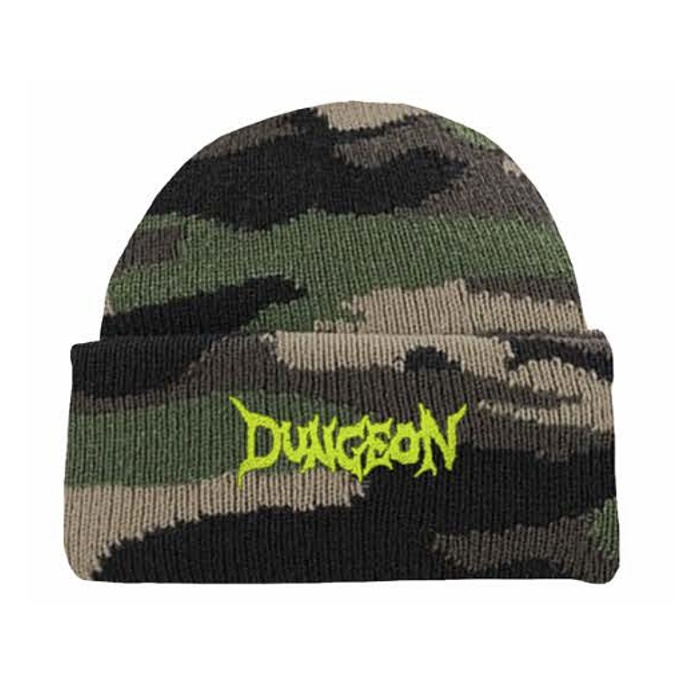 DUNGEON - Scrawl Logo - Cuff Beanie Hat - Jungle/Neon