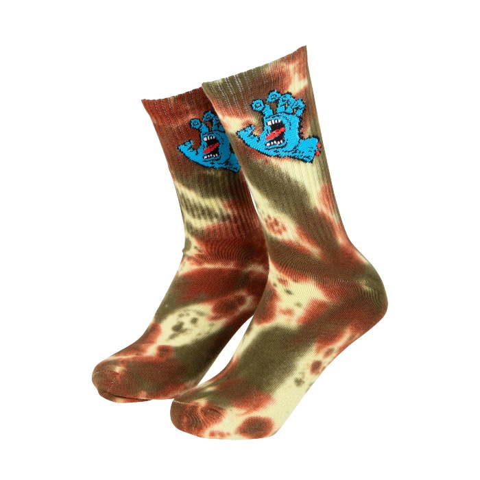 Santa Cruz Skateboards - Screaming Hand Tie Dye Socks - Green Glow